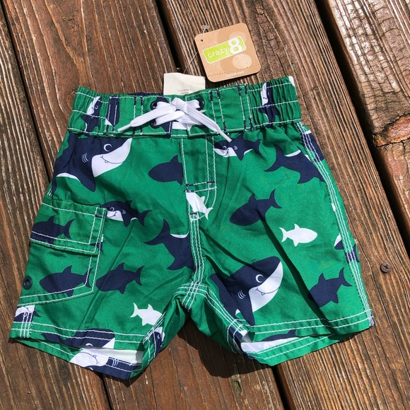 Crazy 8 shark swim trunks - Picture 1 of 4